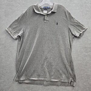 Polo Ralph Lauren Men Polo Shirt 2XL Gray Classic Fit Logo Short Sleeve Collar